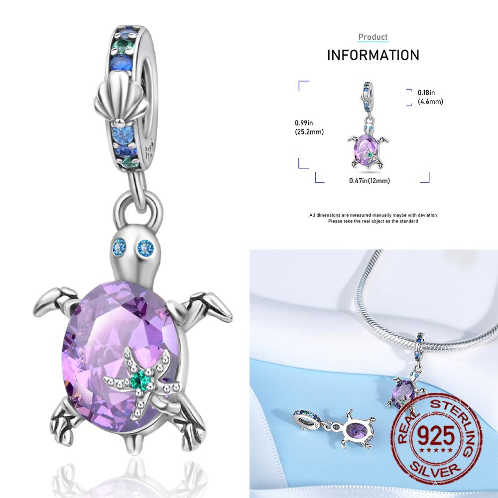 Copper Ocean Turtle Twelve Month Birthstone Charms Beads Pendant Fit Original Bracelet For Women Jewelry