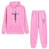 Frühling und Herbst Damen Print Conjunto Moletom Feminino Fleece Sportbekleidung Langärmliger Kapuzenpullover mit Taschen Anzug