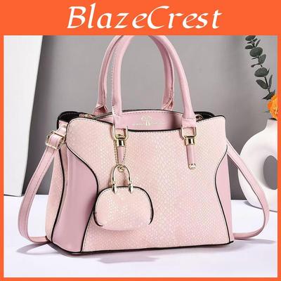 Bolsa de Mão Fashion com Design de Retalhos Padrão Cobra Brilhante com Pingente Pequena Bolsa Para Mulheres
