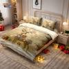 3pcs Christmas Gold Deer Print Coreless Duvet Set Multi Size Bedroom Bedding Holiday Decoration Soft Machine Washable