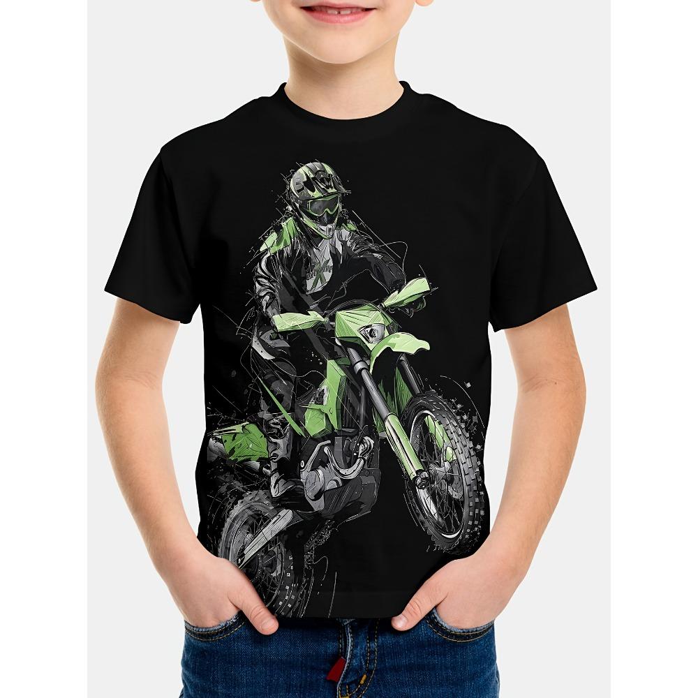 Huiteng Kinderkleding Jongens T-shirt Korte Mouw Stijlvol Auto Racen Grafisch T-shirts Kinderen Zomerkleding Casual Streetwear Jongens Kleding 150