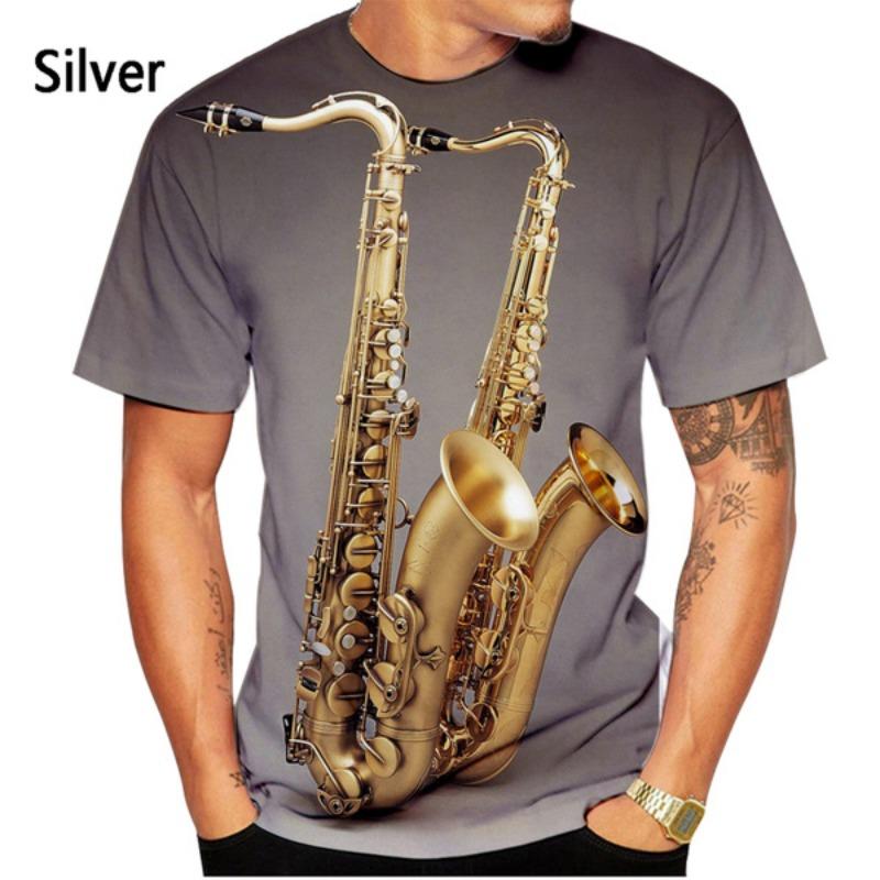 Saxofon Tričko Hip Hop Hudba 3D Tisk Tričko Pánské Dámské Letní Ležérní Tričko s Krátkým Rukávem Topy