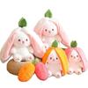 Creative Funny Peek A Boo Carrot Rabbit Plush Toy Stuffed Bunny Hiding In Strawberry Bag Toys for Kids Birthday Gift