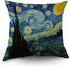 Van Gogh Classic Art Painting Double Sided Throw Pillow Cover Almond Blossom Tree Decorative Case for Men Women Light Blue