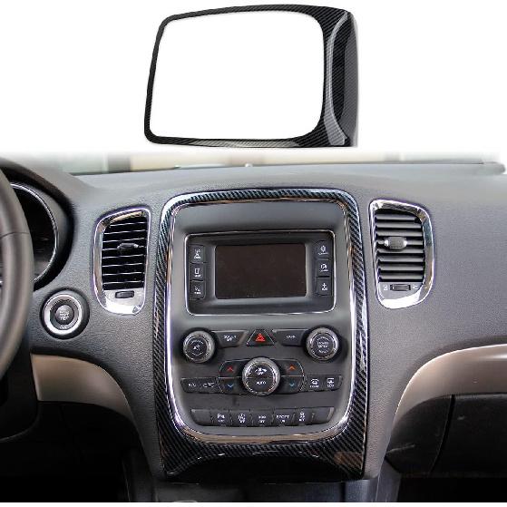 crosselec Carbon Fiber Interior GPS Navigation Panel Frame Cover Trim for Dodge Durango 2014-2020