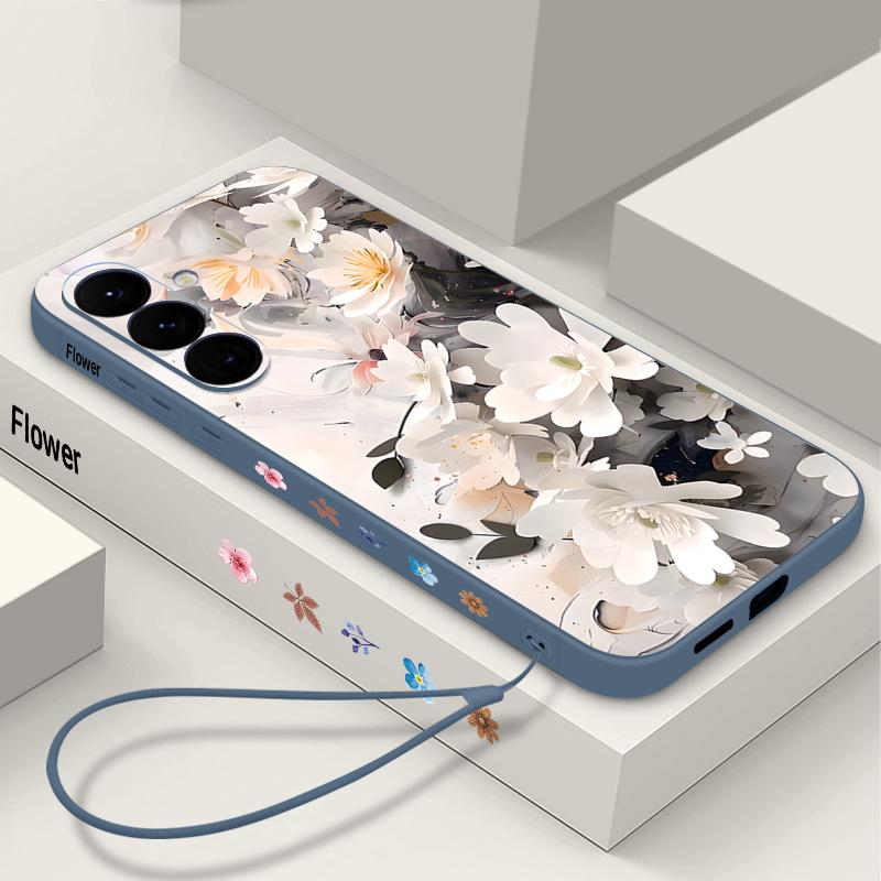 Floral Pattern Case For Samsung Galaxy S26 S25 Ultra S24 S23 S22 Plus S21 FE A15 A16 A17 A35 A36 A54 A55 A56 5G Silicone Cover