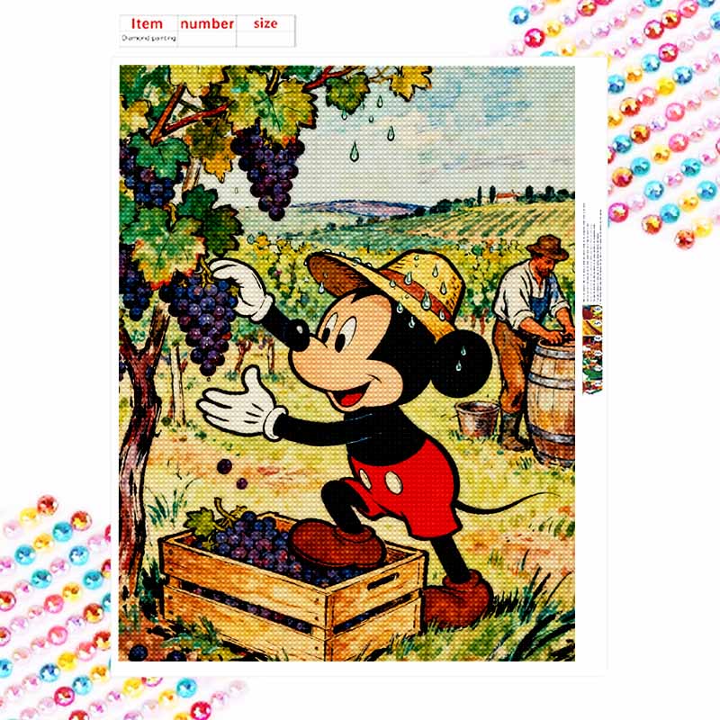 Disney 5D diamond painting set Mickey grape harvest DIY handmade diamond painting art production diamond decorative painting