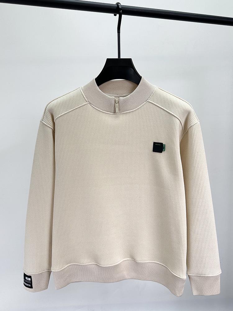 Brand Men's Fleece-Lined Half-Zip Collar Sweatshirt: Autumn & Winter Casual Trendy Warm Pullover Sweater.