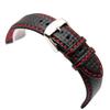 18mm 20mm 22mm 24mm Schwarz Rot Orange Naht Kohlefaser Leder Uhrenarmband mit Stahlschließe Armband Sportuhrarmband