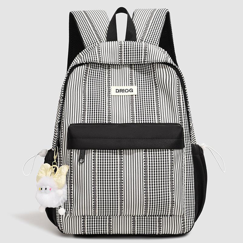 Schoolbag Korean version of college style student schoolbag, cute small fresh striped backpack for junior and high school students, large