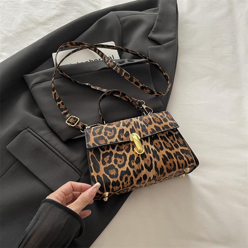 Niche Design Crossbody Bag For Women 20256 Autumn New Fashion Simple Stylish Underarm Leopard Print Vintage Single Shoulder Bag