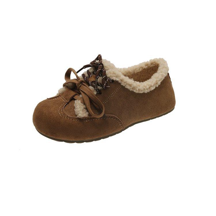 Lamb wool cotton shoes women's shoes 2025 new autumn and winter velvet German training shoes retro Forrest Gump shoes Birken Doudou shoes