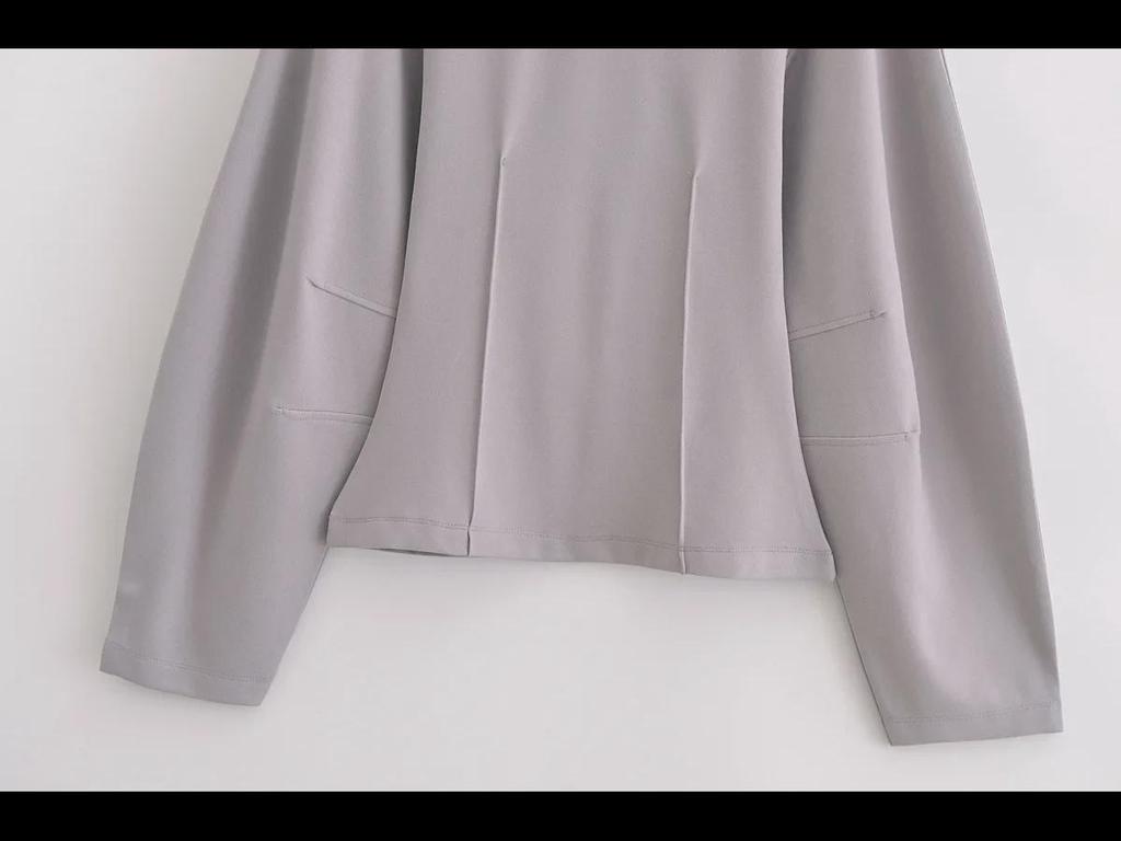 ZA Damski Dwustronny Materiałowy T-shirt z Okrągłym Dekoltem i Zestaw Spodni Casualowych o Prostym Kroju