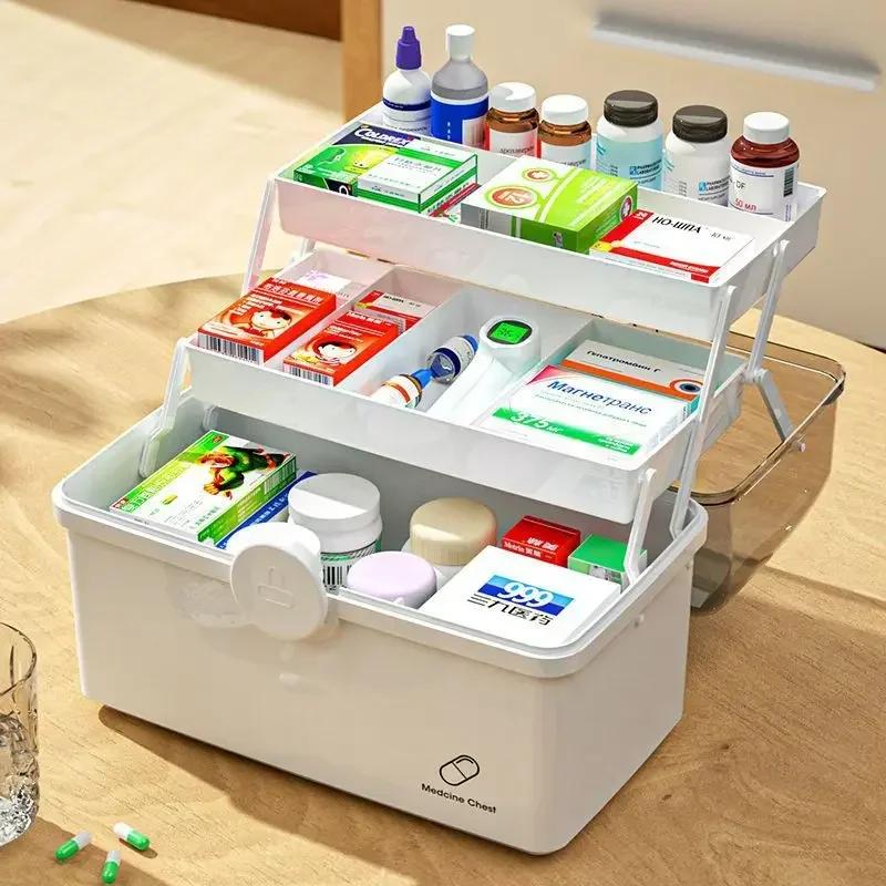 Large Capacity Home Medicine Storage Box - Multi-Layer Classified Organizer Practical First Aid Kit for Family Drug Storage
