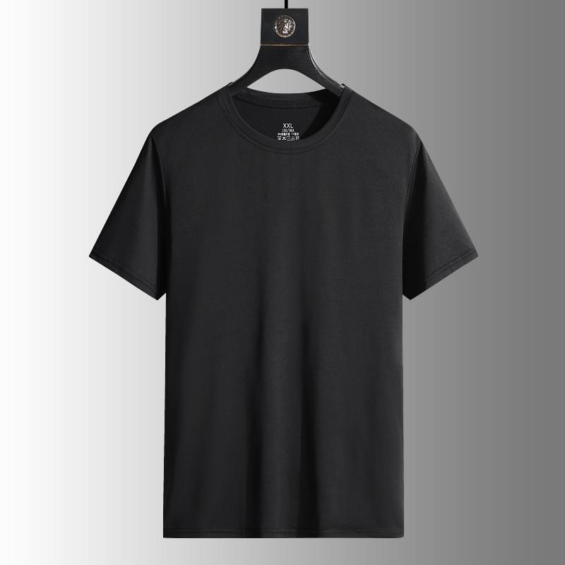 Men's Silk Ice Round Collar T-shirt, Simple Running Fitness Suit, Breathable Thin T-shirt, Quick Dry T-shirt, Summer