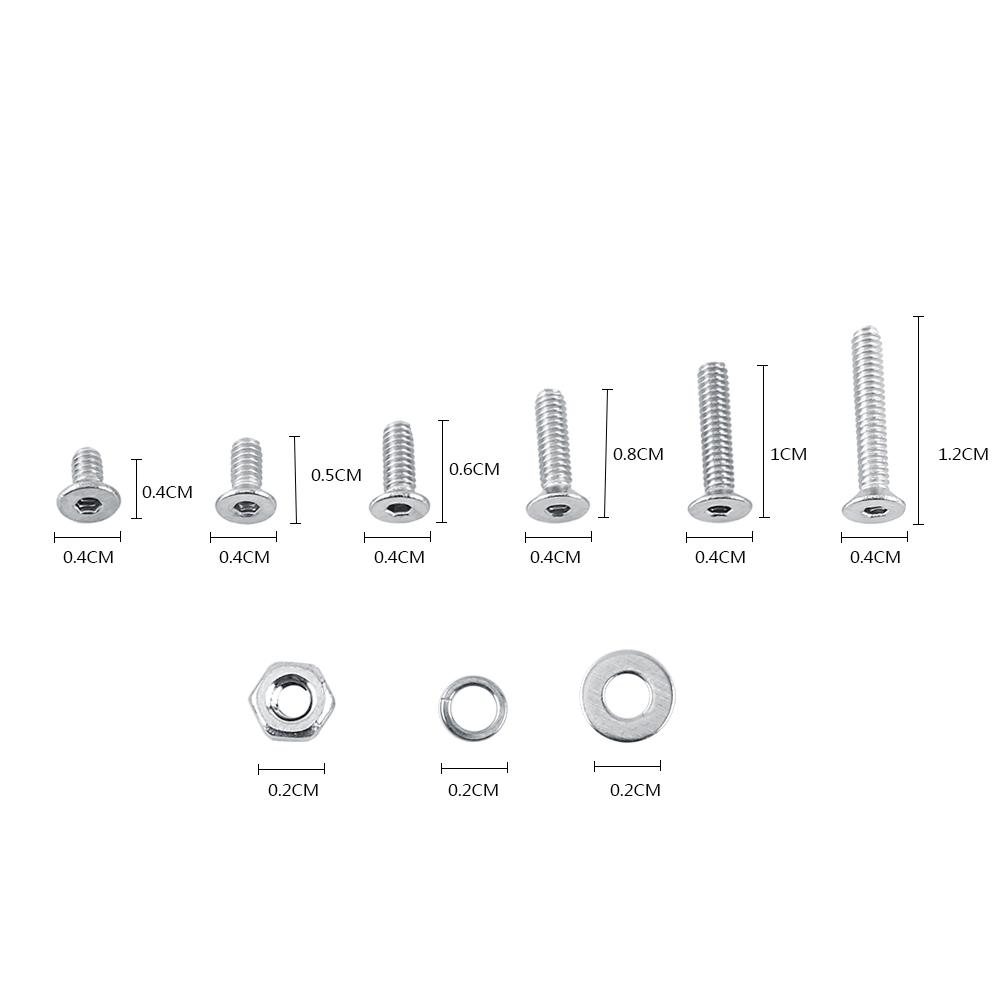 M2 304 Stainless Steel Screws With Hex Nuts Washers Assortment Fasteners( Head)