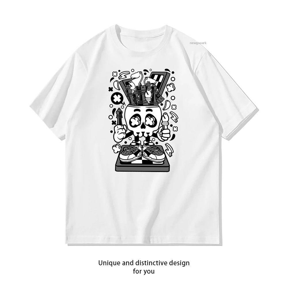 

Checkmate Chic cotton T shirt Unisex Adult couple streetwealtops tee Short sleev Casual 4XL