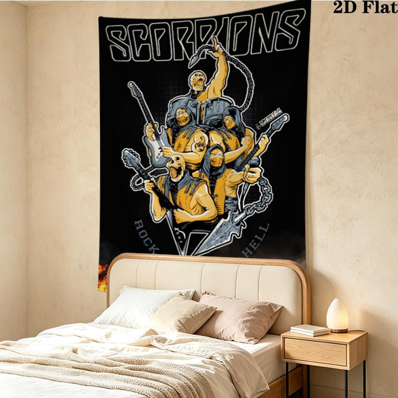 Scorpions Band Wall Tapestry Aesthetic Wall Hanging Printed Fabric Blanket Decorative Tapestries for Bedroom Living Room Home Decor