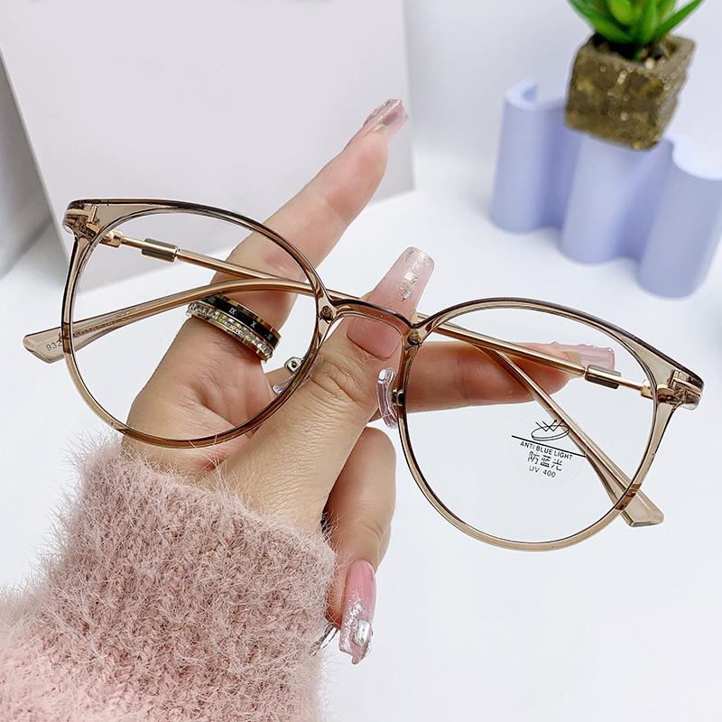 Women's Trendy TR90 Korean-Style Round Glasses with Anti-Blue Light Lenses