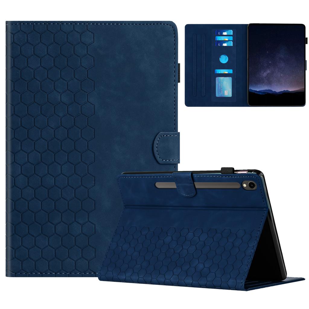 For Samsung Galaxy Tab S10 FE/S9 FE/S9 Case Honeycomb Printed Leather Tablet Cover with Card Slot
