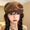 Autumn and winter vintage British Fengbao boy hat, versatile for women, face-enhancing little wool artist's hat, men's solid color octagonal hat