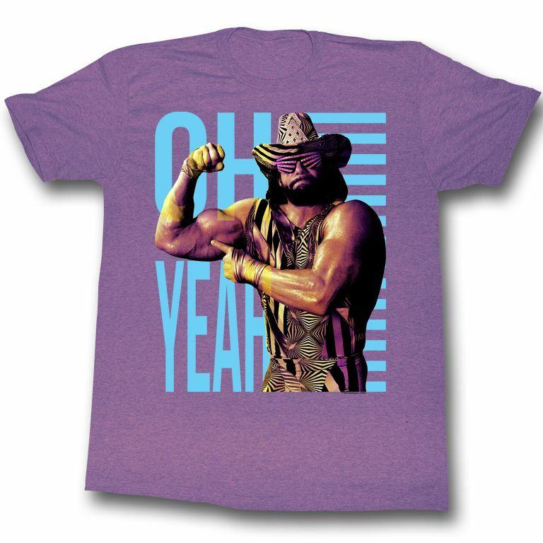 Macho Man Oh Yeah Retro Purple Heather Adult T-Shirt S