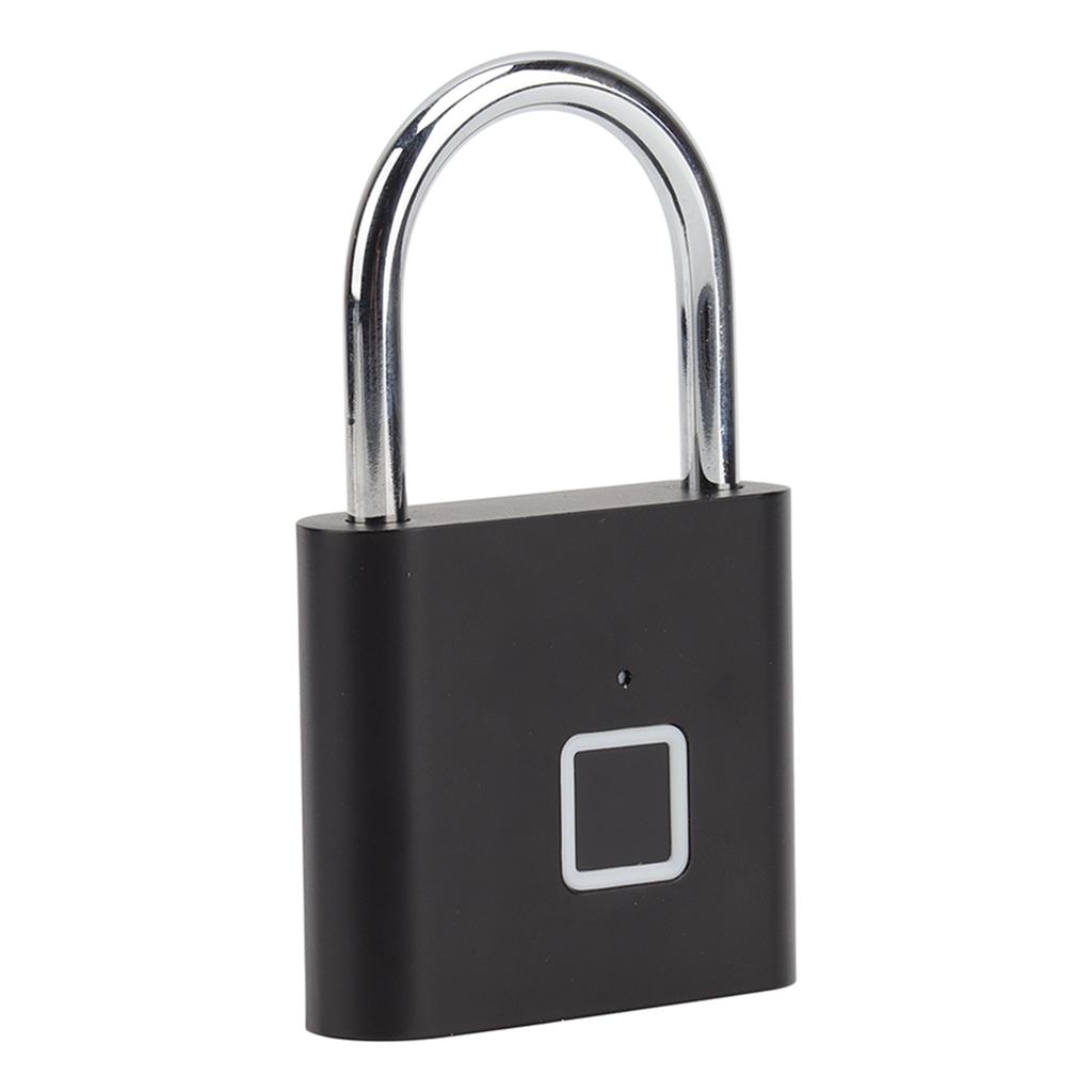 Fingerprint Padlock 0.5S Unlock Waterproof Hold 10 Fingerprints USB Interface Thumbprint Padlock with 3 Color Light for Luggage