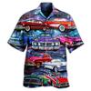 Hawaiian Men Shirt 3D Car Print Short Sleeve Blouse Summer Beach Vacation Single Breasted Fashion Lapel Men's Clothing