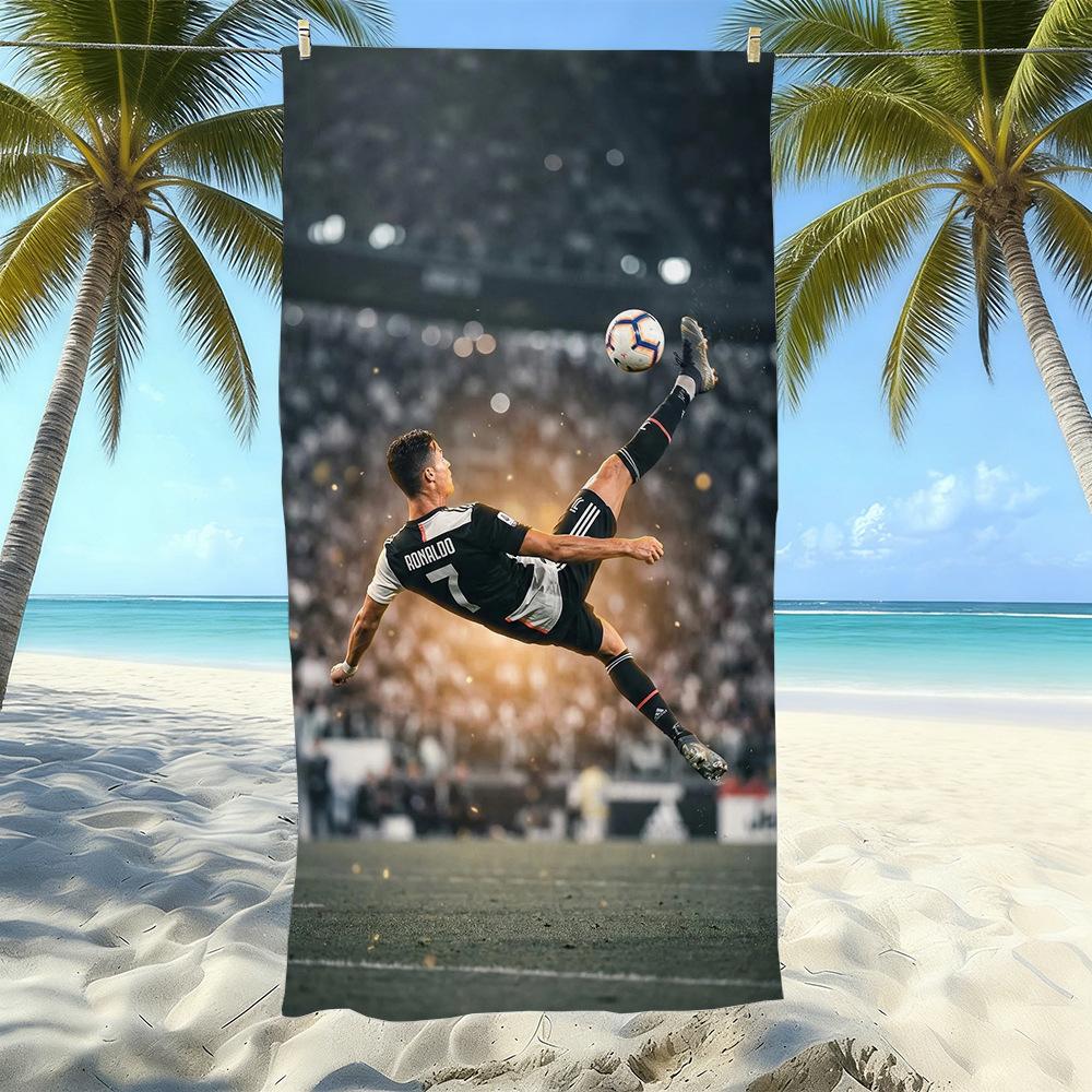 Asciugamano da Spiaggia in Microfibra Stampato Sport Calcio Asciugatura Rapida Morbido Assorbente Asciugamano da Bagno per la Costa