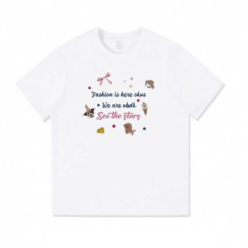 American trendy brand front shoulder cartoon cute printed short-sleeved t-shirt women's summer new casual loose versatile top t-shirt