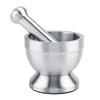 Stainless Steel Mortar Pestle Beans Garlic Spices Foodstuffs Grinder Kitchen Tool with Lid