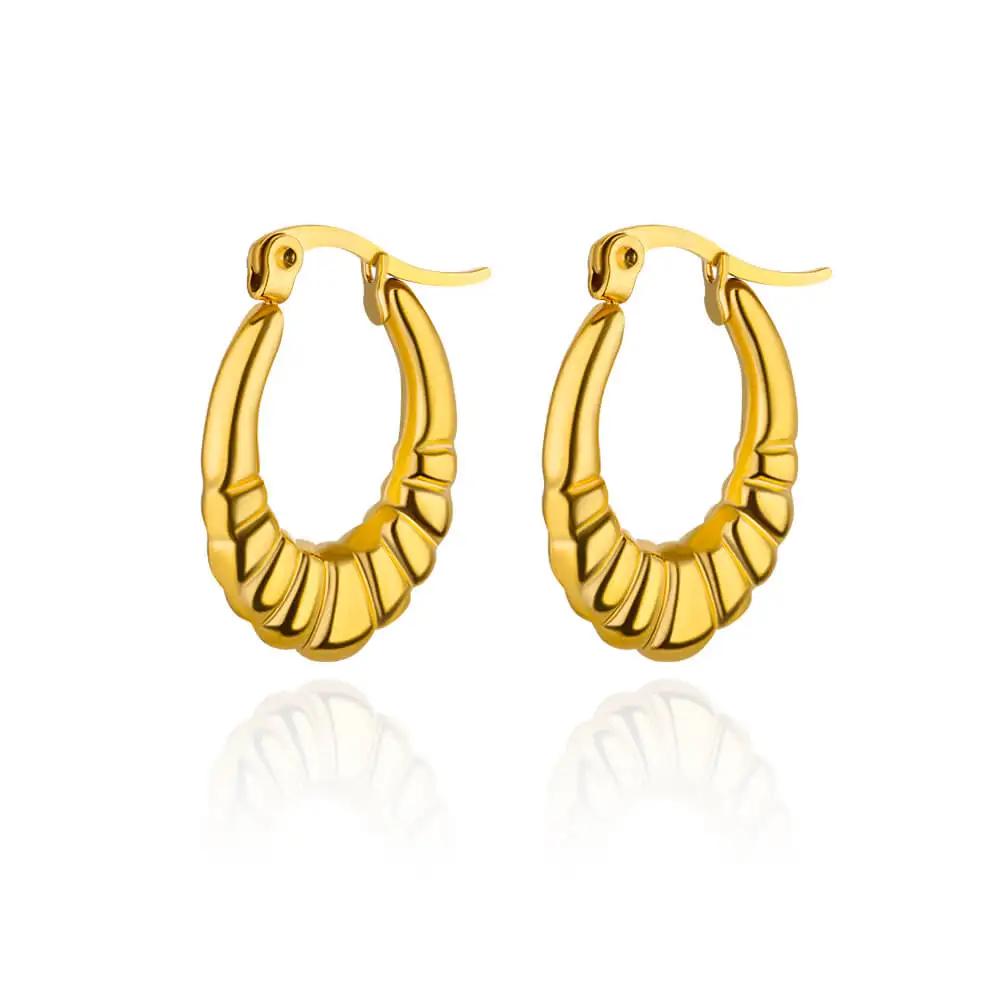 Stainless Steel Hoop Earrings for Women Men Gold Color Stainless Steel Earrings 2025 Trend  Piercing Earring Jewelry