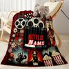 Netflix Movie Night Personalized Name Blanket Multi-purpose Personalized Blanket Soft Warm Cozy Suitable for Office Chair Livingroom Living Room