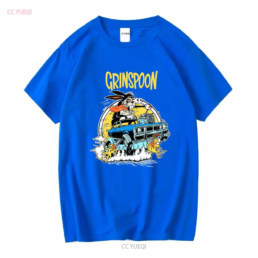 Grinspoon T Shirt Medium long sleeves vintage Washed Soft Comfortable homme graphic fashion Top For Everyday Wear Slightly