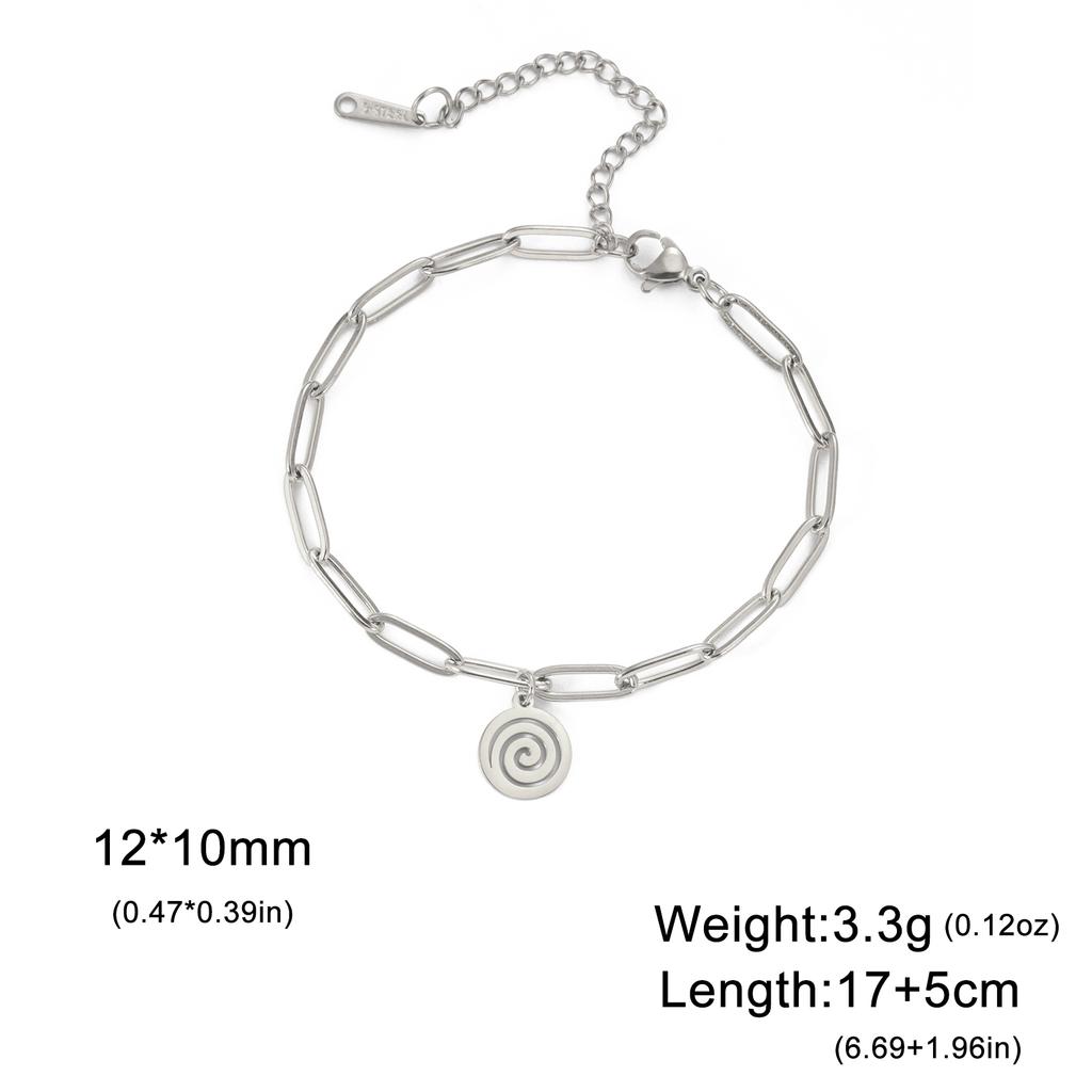 Cazador Spiral Swirl Charm Bracelet Stainless Steel Jewelry Paper Clip Chain Bracelets for Women Gift 2025 Trend Wholesale New