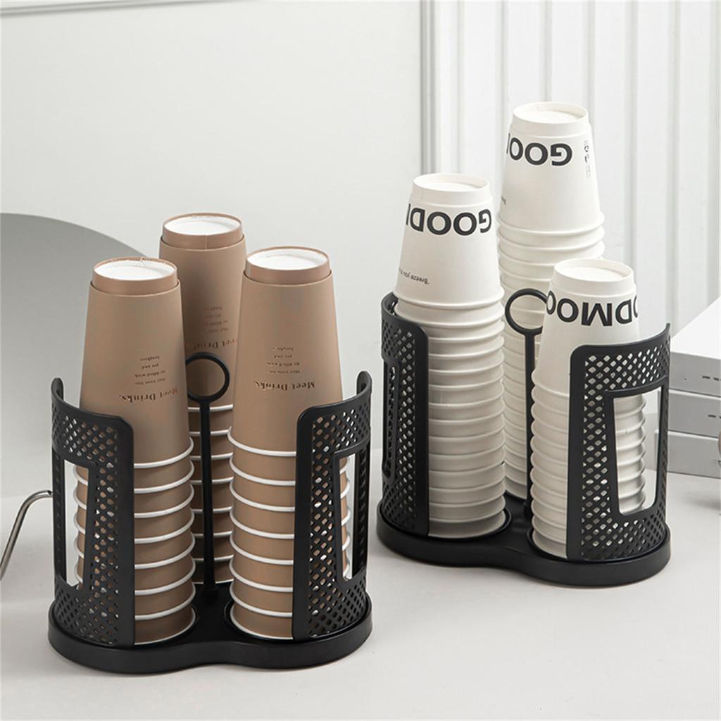Sturdy Cup Organizers With 360 Degree Rotation For Easy Access To Disposable Plastic And Paper Cups 3Compartments