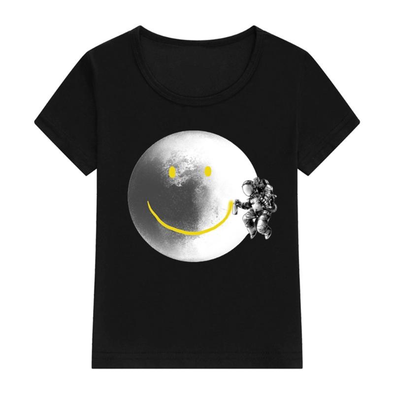 

Make a Smile Print Pattern Children s Cotton T-Shirt Men Girls Clothing Summer Fashion Casual Short Sleeve Streetwear Kids Top 100cm чорний