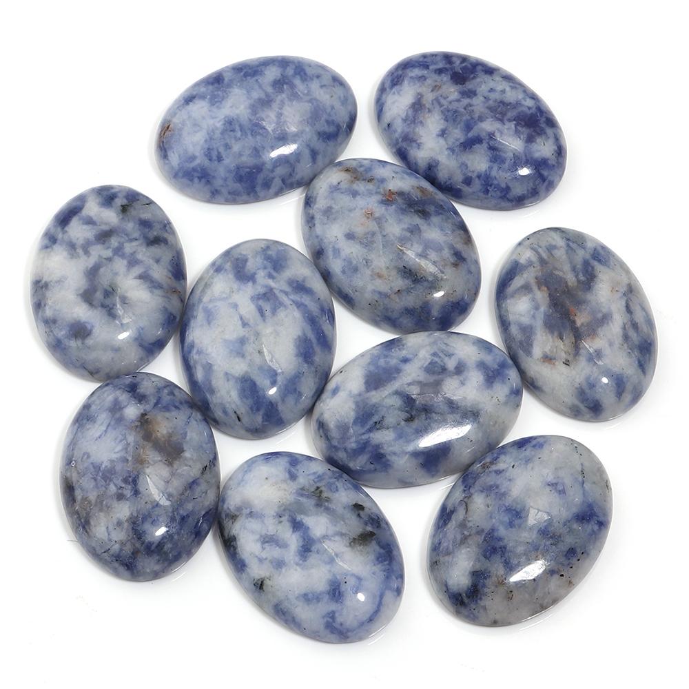 2-10 Stück Naturstein Cabochon Blaupunktstein Oval Flachrückseite Cabochon Lose Perle Für Schmuckherstellung DIY Ring Halskette Zubehör