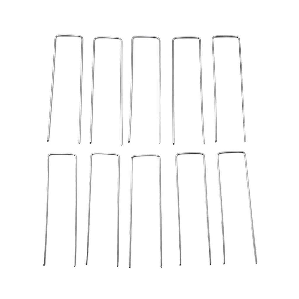 10Pcs Metal Ground U Tent Pegs Gazebo Camping Tarpaulin Hooks 10/15/20 CM Length Outdoor Ground Cloth Nail Farm Garden Tools