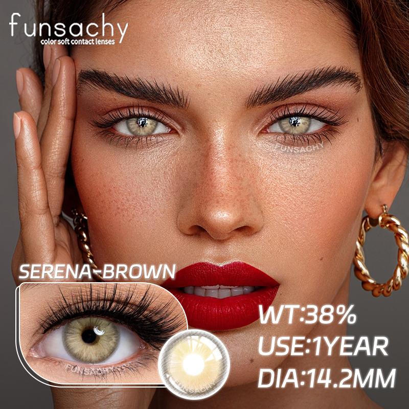 FUNSACHY 1 Pair Colored Contact Lenses for Eyes Blue Lens Gray Green Eye Makeup Natural Lenses Fashion Beauty Cosmetics Pupils