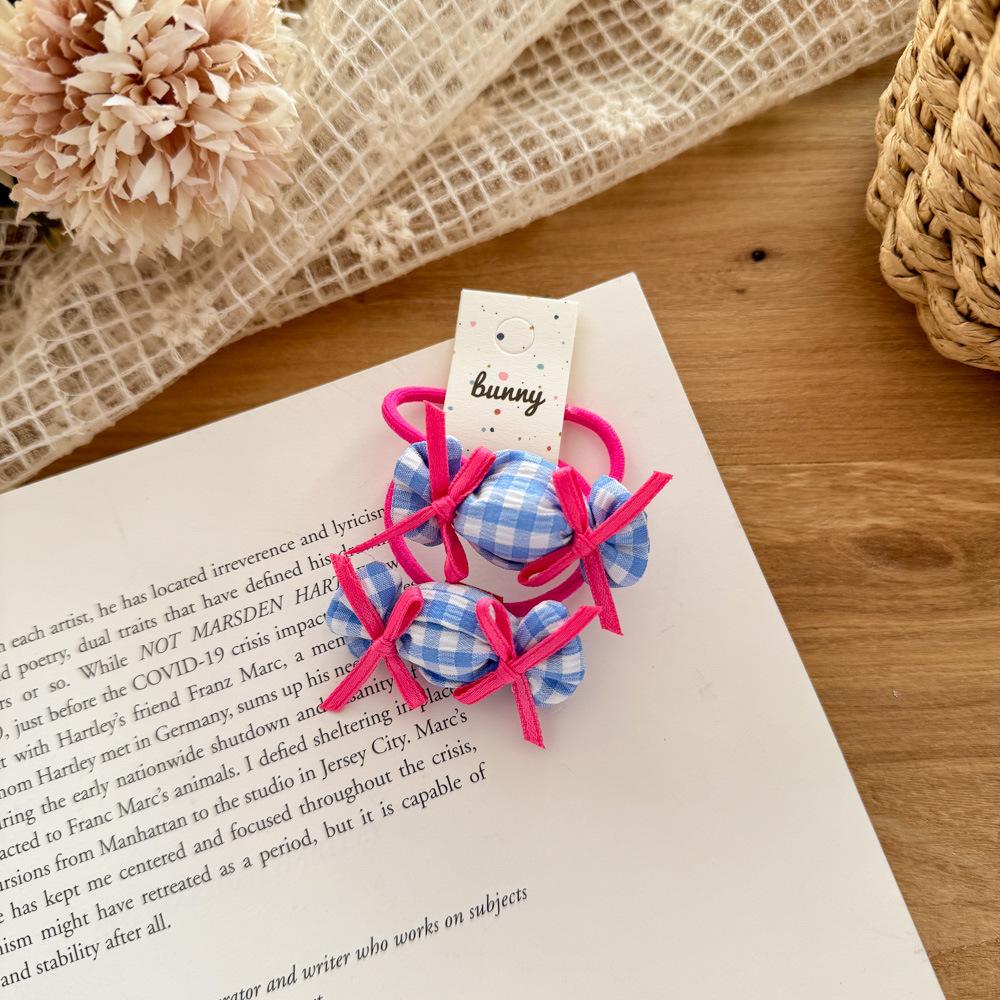 2pcs/set Fabric Candy Bow Rubber Bands For Baby Girls Hair Rope Ties Ponytail Holder Elastic Hair Bands Kids Headwear