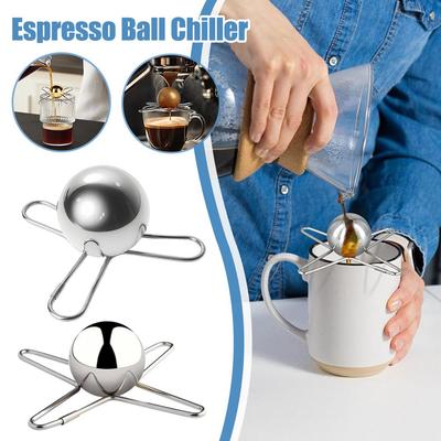 Stainless Steel Coffee Ice Hockey Ball Holder Coffee Frozen Ball for Espresso Coffee Reusable Cooling Coffee Tool