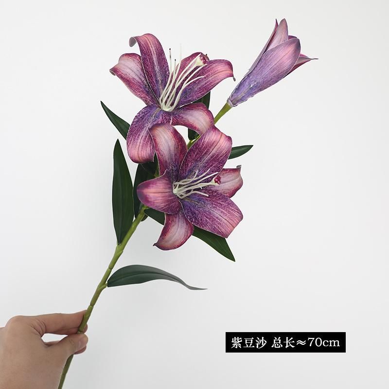 

3 heads of lilies simulated fake flower European retro 3 heads of oil painting lilies мальвовий