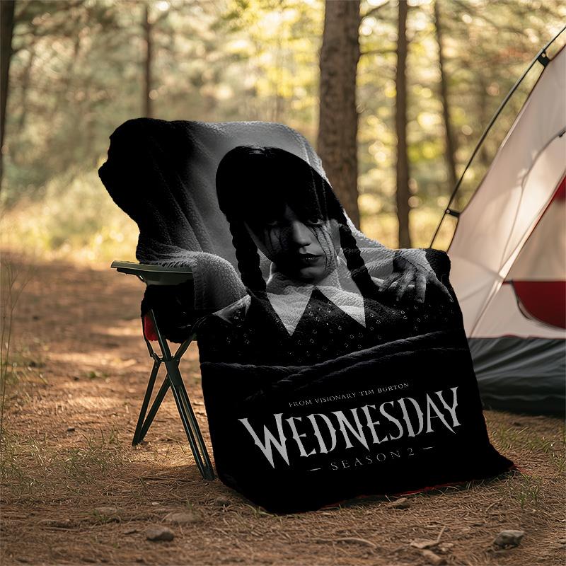 1pc Addams Family Wednesday2 Theme Blanket - Digital Print, Polyester, Cozy for All Seasons, Perfect for Outdoor, and Travel