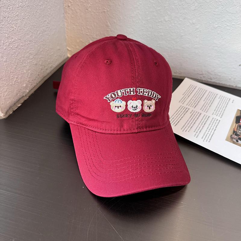 Cap Baseball Fashionable With Little Bear And Letter Embroidery Design For Daily