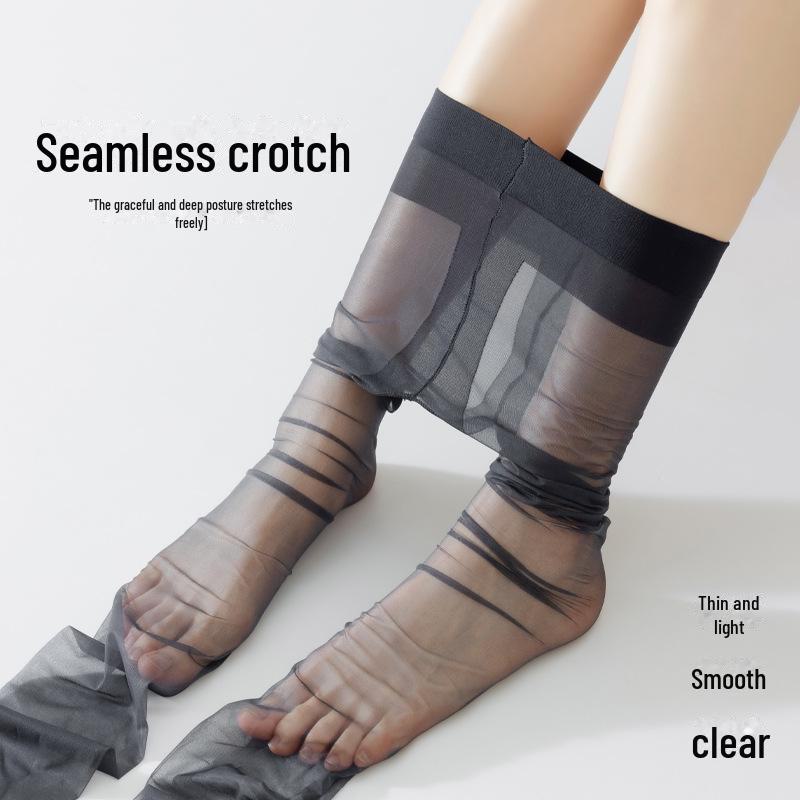 Women's Open Crotch Black Stockings - Ultra-Thin, 0D, Anti-Snag, Hand-Tearable, Sexy, and Customizable.