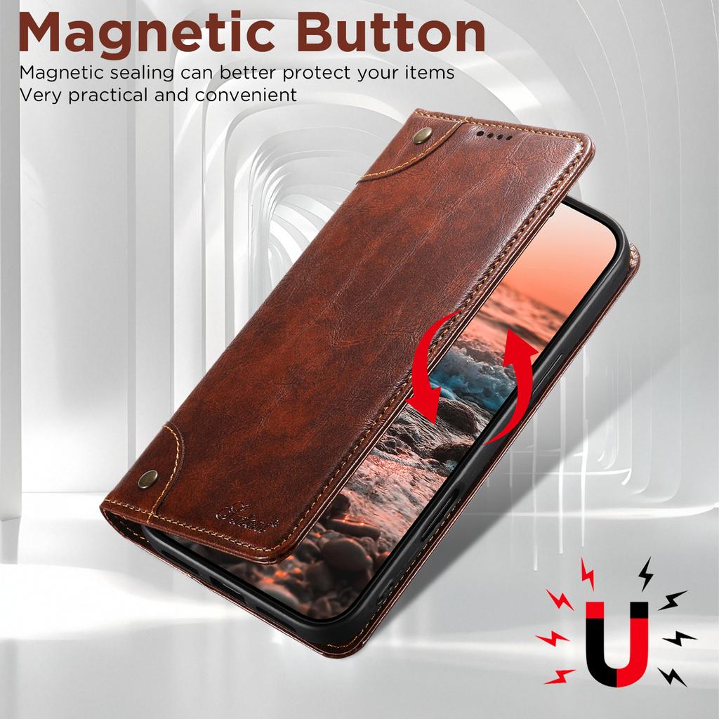 Business Magnetic Leather Wallet Card Solt Phone Case For iPhone 17 Pro Max 16 Plus 15 14 13 12 11 Bag Flip Book Kickstand Cover