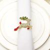 Enamel Christmas Napkin Ring Crystal Xmas Tree Reindeer Wreath Napkin Holders for Christmas Wedding Party Table Decor