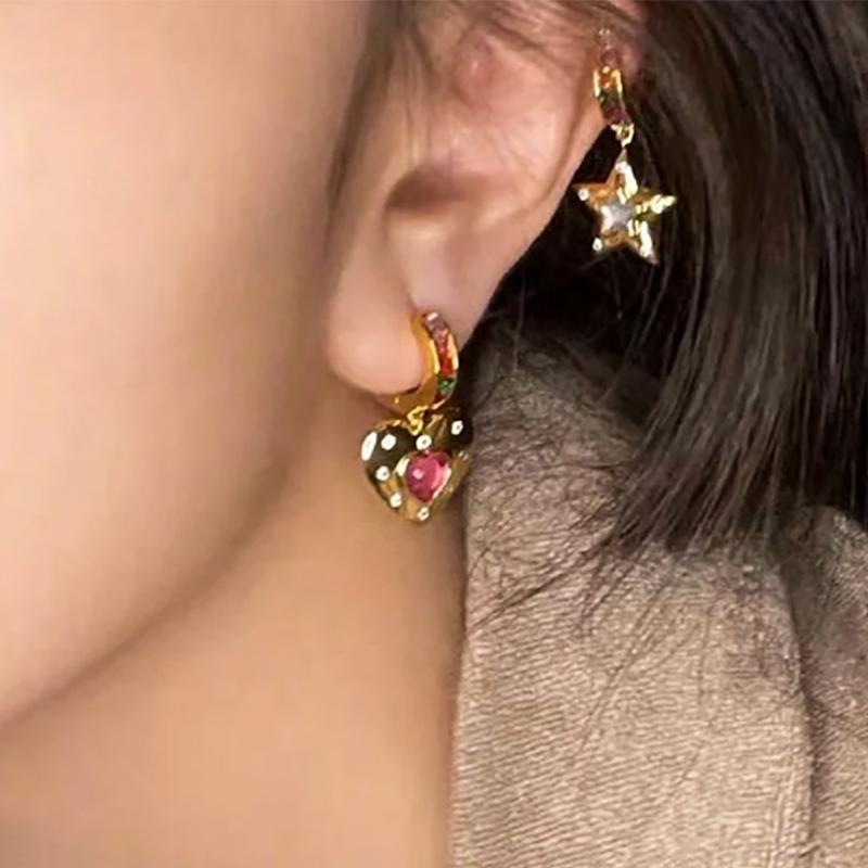 foxanry Zirkon Øredobber For Kvinner Elegant Klassisk Personlighet Kjærlighet Hjerte Geometrisk Bursdag Smykketilbehør Gaver