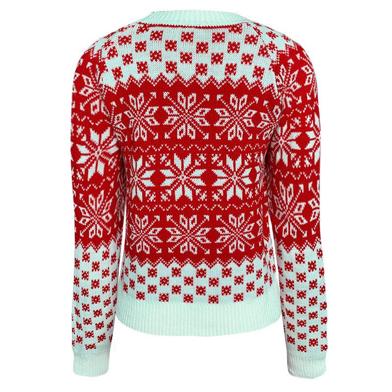 Autumn Winter Women's Christmas Style Snowflake Long Sleeve Base Layer Knit Sweater Luxurious Relaxed-fit Slimming and Versatile Top